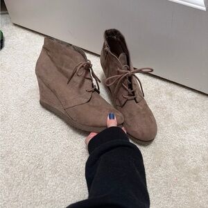 Women's Brown Wedge Ankle Boots